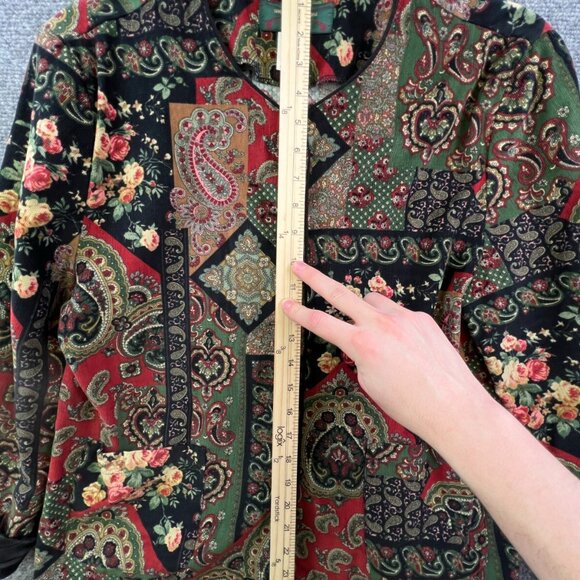 VTG USA ORVIS Women Fine Corduroy Sweater Button Up Size 12 Modal Cotton Paisley - Picture 2 of 13